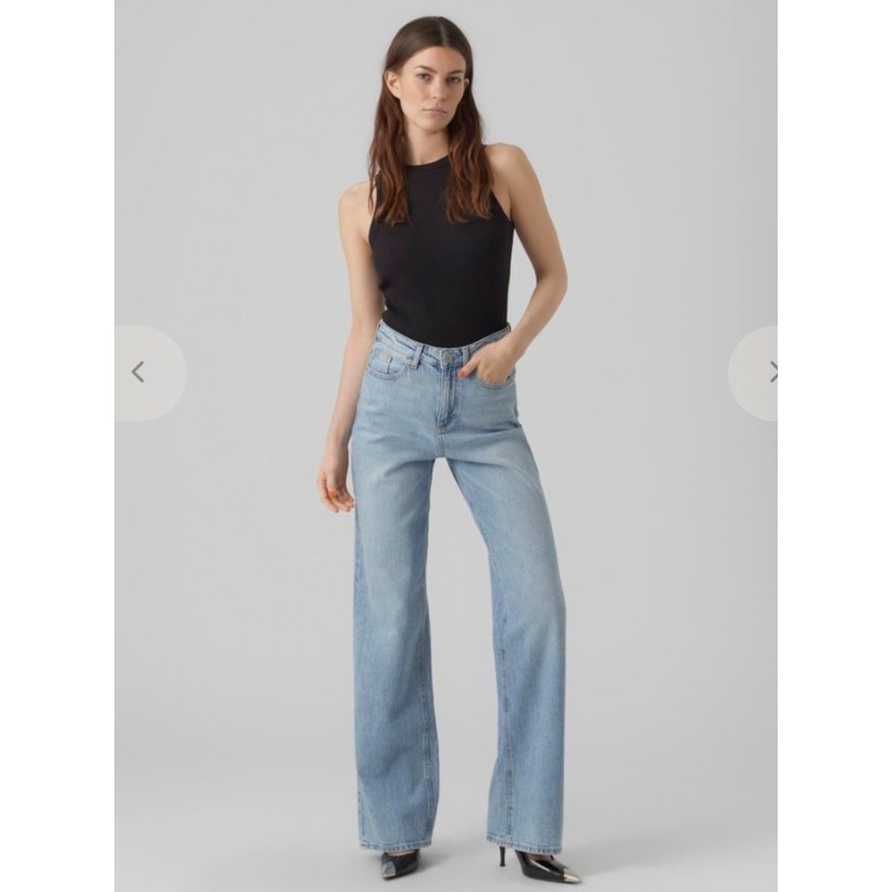 Vero Moda Women 28/32 Tessa Wide Leg Jeans Light Wash High Rise Denim